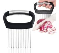 GGUFAY Porte-tranche d'oignon en acier inoxydable,Coupe-Légumes, outil de tranchage de couteau de cuisine,coupe tomates,coupe oignons, pour pommes de terre, viande, oignons, légumes