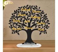 GGUIUIC Panneau en bois personnalisé arbre de vie avec 1 à 15 noms, arbre généalogique, décoration de table, plaque de nom de famille, cadeau souvenir pour mamans et grand-mères