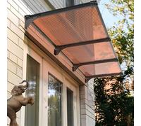 Gguwug 45/65/80/100cm Marquise Porte d'entree Polycarbonate Marquise de Porte d’Entrée Moderne, avec Cadre PP et Embouts Aluminium, Contre la Pluie et UV, Toit terrasse