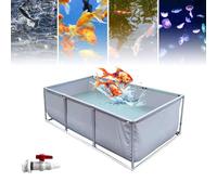 Gguwug Bassin de Jardin preforme Étangs d'aquarium extérieurs Piscine Hors Sol,Bassin Toile en PVC avec Cadre en Acier, est équipé d'un Robinet, Réservoir De Stockage pour L'élevage De Tortues Koi