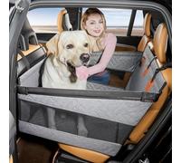 GGW Siège Auto Banquette arrière Gros Chiens 30kg avec Sangle Gris L | lavable en machine, fond antidérapant, matelas imperméable, rallonge incluse, plaque rigide autour, installation facile