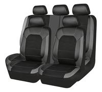 Ggwqoops Lot De 9 Housses De Siège Universelles en Cuir PU pour Voiture Protection Complète pour Sièges Avant Et Arrière pour Voitures 5 Places Et Camions Ensembles Housses Siège(Black Gray)