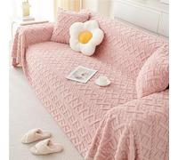 GGWYBAFS Housse de canapé en polaire d'agneau épaisse pour l'automne et l'hiver, crème de style simple et moderne en peluche, (diamants roses, 180,3 x 180,3 cm)