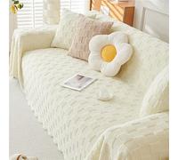 GGWYBAFS Housse de canapé en polaire d'agneau épaisse pour l'automne et l'hiver, housse de canapé, serviette pour canapé/couverture pour canapé en peluche couleur crème, style simple et moderne