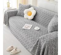 GGWYBAFS Housse de canapé en polaire d'agneau épaisse pour l'automne et l'hiver, housse de canapé, serviette pour canapé/couverture pour canapé en peluche couleur crème, style simple et moderne. (gris