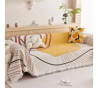 GGWYBAFS Housse de canapé Tout Compris en Coton et Lin Jacquard Vintage, Housse de canapé/Serviette Universelle Toutes Saisons Anti-Rayures de Chat.(Style 14,180 * 300cm/71x118in)