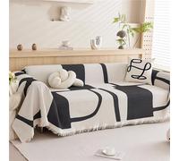 GGWYBAFS Housse de canapé Tout Compris en Coton et Lin Jacquard Vintage, Housse de canapé/Serviette Universelle Toutes Saisons Anti-Rayures de Chat.(Style 4,180 * 230cm/71x91in)