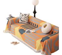 GGWYBAFS Housse de canapé Tout Compris en Coton et Lin Jacquard Vintage, Housse de canapé/Serviette Universelle Toutes Saisons Anti-Rayures de Chat.(Style 8,180x130cm/71x51in)