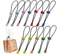 GGXZHT 12 Pièces Pince Sachet Alimentaire，Pince Sachet Cuisine Réutilisable avec Boucle de Réglage - pour Emballage Cuisine Bonbons Snack Attacher Cannes.(20cm)