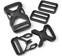 GGXZHT Boucles en Plastique à Déclenchement Latéral et Tri-Glide Curseur de Sangle, Flat Side Release Buckles, attache sangle sac bandouliere,boucle ceinture. (25mm)