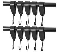 GGXZHT Lot de 10 crochets en S avec passant en cuir noir - Crochets de suspension en cuir véritable et acier inoxydable - Pour tringle à vêtements, penderie, salle de bain et camping