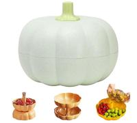 GGYIMIMI Plateau à goûter en forme de citrouille d'Halloween avec couvercle, bol de service double couche avec 3 compartiments divisés pour bonbons, fruits et noix (beige)