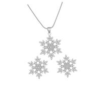 GGYTMQL 1 ensemble collier et boucles d'oreilles en forme de flocon de neige avec strass et cristaux élégants pour mariages et occasions spéciales, design léger pour femme