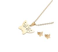 GGYTMQL 1 ensemble de bijoux élégants en forme de papillons, superbe collier et boucles d'oreilles pour femme, cadeau pour mariage, anniversaire, occasions spéciales, design intemporel pour un usage