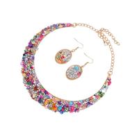 GGYTMQL 1 ensemble de bijoux en strass pour femme - Bijoux de cou et boucles d'oreilles - Accessoires pour fêtes, mariages, usage quotidien - Design léger, durable et confortable