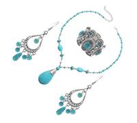 GGYTMQL 1 ensemble de bijoux turquoise pour femmes Collier Boucles d'oreilles Bracelet ACCESSOIRES WESTRICES ÉLECTRES POUR LES FAITES MARIAGES DUVITE