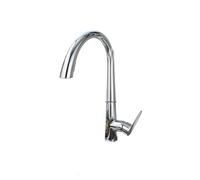 GGYTMQL 1 pcs robinet de cuisine avec pulvérisateur à poillon en chrome poli chrome à poignée haute robinet d'évier de cuisine courbe avec robinet de mélangeur à 2 fonctions (C)