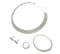 GGYTMQL 1 Set Bridal Righestone Bijoux Collier élégant Boucles d'oreilles Bracelet pour les mariages Proms Parties durables avec un design charmant présent pour les femmes Occasions spéciales