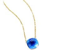 GGYTMQL 10 * 10 mm Collier de pendentif en cristal pour les femmes Style Bleu vert jaune coloré Amethyste Citrine Citrine Bijoux