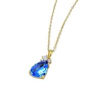 GGYTMQL 10 * 10 mm Collier de pendentif en cristal pour les femmes Style Bleu vert jaune coloré Amethyste Citrine Citrine Bijoux