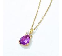 GGYTMQL 10 * 10 mm Collier de pendentif en cristal pour les femmes Style Bleu vert jaune coloré Amethyste Citrine Citrine Bijoux