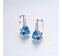 GGYTMQL 100% Emerald Aquamarine Gemstone Clip Orees Oreads For Women Wedding Fine Jewelry