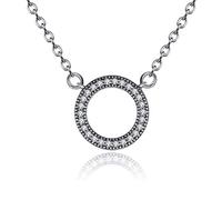 GGYTMQL 100% réel 925 Silver Lucky Circle Colliers de pendentif romantique pour femmes Sterling-Silver-Jewelry