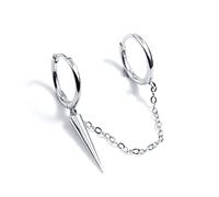 GGYTMQL 100% réel Boucles d'oreilles à Double Cerceau pour Femmes Aucune Zircon Cone Piercing Boucle d'oreilles Pendientes Bijoux