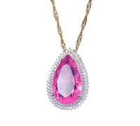 GGYTMQL 15 * 25 mm Colliers de pendentif amethyste à quartz rose pour femmes accessoires de bijoux de pierres précieuses en diamant à haute teneur en carbone fabriquées en Chine