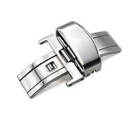 GGYTMQL 18 mm 20 mm 22 mm 24 mm Band de montre en métal boucle argent polir 316L acier en acier inoxydable Accessoires de sangle de fermoir (argent 16 mm)