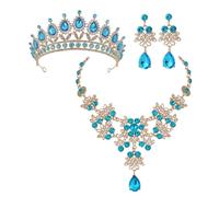 GGYTMQL 1set Bijoux de mariée avec Collier de Couronne en Strass Accessoires d'oreilles pour Les Mariages projets d'occasions spéciales matériaux Robustes avec Un Lustre Brillant