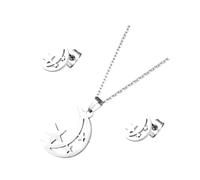GGYTMQL 1set Moon Shape Pendant et boucles d'oreilles fixées pour les femmes bijoux durables présentes pour les anniversaires Festivals et fêtes étoiles élégantes et Moon Design for Daily Wear