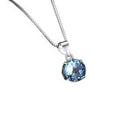 GGYTMQL 2,4ct Natural Blue Topaz 925 Collier de pendentif pour les femmes Engagement de mariage sans chaîne