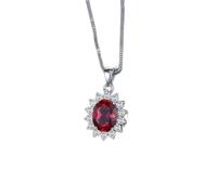GGYTMQL 2.6ct Ruby Rouge 925 Collier Pendentif en Argent Sterling pour Femme Bijoux de Pierres précieuses sans chaîne
