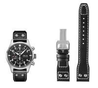 GGYTMQL 20 mm 21 mm 22 mm Band de montre en cuir authentique pour IWC Big Pilot Flamethrower Little Prince Mark Strap Nail Willow Nail Bracelet