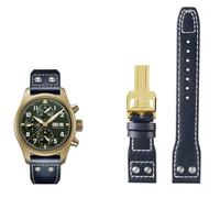 GGYTMQL 20 mm 21 mm 22 mm Band de montre en cuir authentique pour IWC Big Pilot Flamethrower Little Prince Mark Strap Nail Willow Nail Bracelet