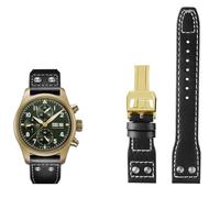 GGYTMQL 20 mm 21 mm 22 mm Band de montre en cuir authentique pour IWC Big Pilot Flamethrower Little Prince Mark Strap Nail Willow Nail Bracelet