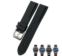 GGYTMQL 20 mm 21 mm 22 mm Silicone Black Blue Watch Bands pour Pilote Mark 18 Watch Sports Strap