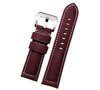 GGYTMQL 20 mm 22 mm 24 mm 26 mm en cuir authentique Retro Man Watch Band pour Panerai PAM111 441 STRAPE DE COUPE DE COHIDE DE VOIDE (Couleur: Retro Black Silver, Taille: 24 mm)
