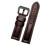 GGYTMQL 20 mm 22 mm 24 mm 26 mm en cuir authentique Retro Man Watch Band pour Panerai PAM111 441 STRAPE DE COUPE DE COHIDE DE VOIDE (Couleur: Retro Black Silver, Taille: 24 mm)