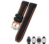 GGYTMQL 23 mm 24 mm Slicon en caoutchouc Watch STRAP ASSION POUR T035 T035627 Boucle papillon Remplacement des bandes de montre Black Bleu Bleu Curbed