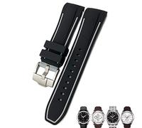 GGYTMQL 23 mm 24 mm Slicon en caoutchouc Watch STRAP ASSION POUR T035 T035627 Boucle papillon Remplacement des bandes de montre Black Bleu Bleu Curbed