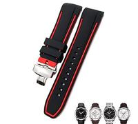 GGYTMQL 23 mm 24 mm Slicon en caoutchouc Watch STRAP ASSION POUR T035 T035627 Boucle papillon Remplacement des bandes de montre Black Bleu Bleu Curbed