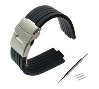 GGYTMQL 23 mm 24 mm x 9 mm 10 mm 11 mm Band de montre convexe Bande de montre en silicone Watch Band en acier inoxydable Boucle de boucle de sécurité