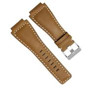 GGYTMQL 33 * 24 mm Convex End Italian Leather Watch Band for Bell Series BR01 BR03 BELLE ROSS ROSKED HAN STRAP