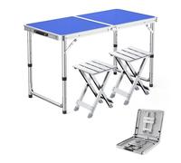GGYTMQL 3pcs Camping Fur Recreation Pliant Tabouret Ensemble avec Table de Pique-Nique Portable Pliable à Hauteur