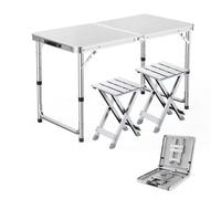 GGYTMQL 3pcs Camping Fur Recreation Pliant Tabouret Ensemble avec Table de Pique-Nique Portable Pliable à Hauteur