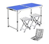 GGYTMQL 3pcs Camping Fur Recreation Pliant Tabouret Ensemble avec Table de Pique-Nique Portable Pliable à Hauteur