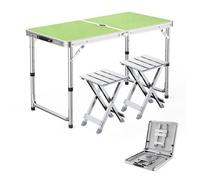 GGYTMQL 3pcs Camping Fur Recreation Pliant Tabouret Ensemble avec Table de Pique-Nique Portable Pliable à Hauteur