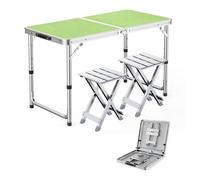GGYTMQL 3pcs Camping Fur Recreation Pliant Tabouret Ensemble avec Table de Pique-Nique Portable Pliable à Hauteur